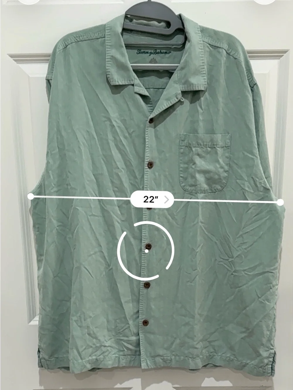 Tommy Bahama Men's Short-Sleeve Button-Up Shirt Sage Green 100% Silk Size XL/TG